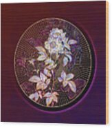 Abstract White Anjou Roses Mosaic Botanical Illustration 432 Wood Print
