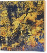 Abstraction In Black Blue And Gold Wood Print