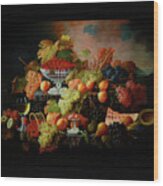 Abundance Of Fruit By Severin Roesen Old Masters Classical Fine Art Reproduction Wood Print