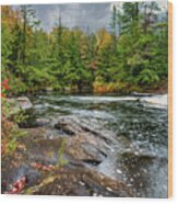 Adirondacks Autumn At Bog River Falls 2 Wood Print