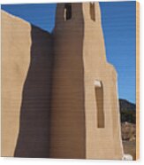 Adobe Church Bell Tower In Golden New Mexico Wood Print