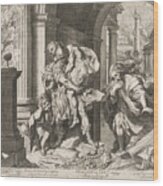 Aeneas And His Family Fleeing Troy 1595 Agostino Carracci Wood Print
