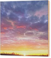 Aerial Nyc Skyline Sunrise Wood Print