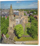 Aerial View From Drone Of Dunfermline Abbey  In Dunfermline, Fife, Scotland Wood Print