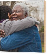 African American Senior Hugging Her Daughter Wood Print