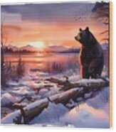Ai Standing Bear Wood Print