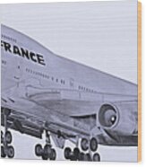 Air France Boeing 747 On Final Approach  Darker Version Wood Print