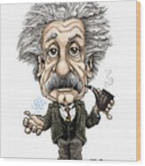 Albert Einstein In Color Wood Print