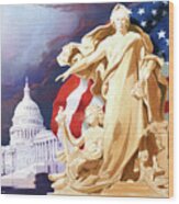 America - Apotheosis Of Democracy - Peace Protecting Genius Wood Print
