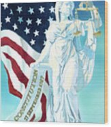 America - Genius Of America - Justice Holding Scale And Scrolls Wood Print