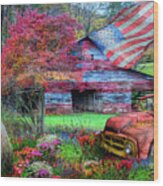 American Country Farm Wood Print
