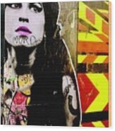 Amy Winehouse London With Murdered Wood Print