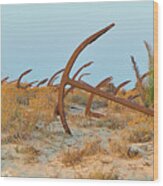 Anchors In Barril Beach Wood Print