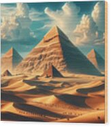 Ancient Egyptian Pyramids, The Great Pyramids Of Giza With A Stunning Desert Backdrop Wood Print