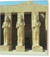 Ancient Statues In Luxor Karnak Temple Wood Print