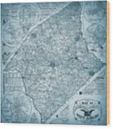 Anderson County South Carolina Vintage Map 1897 Blue Wood Print