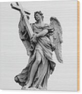 Angel With The Cross Wood Print
