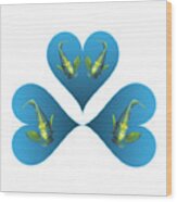 Angelfish - Three Blue Hearts For A Colorful Fish - Wood Print