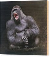 Angry Male Gorilla Wood Print