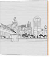 Another Drawig Cincinnati Skyline Wood Print