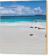 Anse Lazio Panorama Wood Print