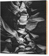 Antelope Canyon Inner Sanctum - Bw 1x1 Monochrome Wood Print