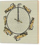 Antique Car Bicycle Wheel Wood Print