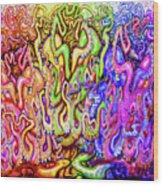 Aqua Rainbow Of Tentacles Wood Print