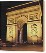 Arc De Trimphe By Night Wood Print