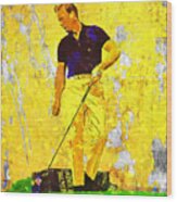 Arnold Palmer Legend In Yellow Wood Print