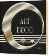 Art Deco Logo - Black And Gold Wood Print