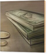 Art - Money, Money, Money Wood Print