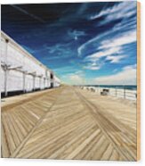 Asbury Park Boardwalk Blues In New Jersey Wood Print