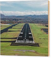 Asheville Regional Airport Runway 16 Landing Approach Aerial Vie Wood Print