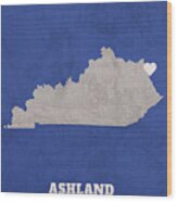 Ashland Kentucky City Map Founded 1854 University Of Kentucky Color Palette Wood Print
