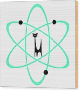 Atom Cat In Green Transparent Background Wood Print
