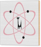 Atom Cat In Pink Transparent Background Wood Print