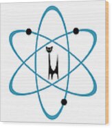 Atom Cat In Teal Transparent Background Wood Print
