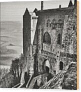 Atop Mont Saint Michel In Grayscale Wood Print