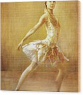 Attitude Ballerina Painting On Leatheder Wood Print