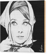 Audrey Hepburn 3 Black/white Wood Print