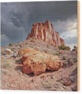 August 2023 Stormclouds Over Capital Reef Wood Print