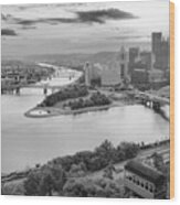 August Duquesne Incline Sunrise Panorama Black And White Wood Print