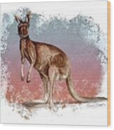 Australian Red Kangaroo Wood Print