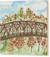 Autumn At Bellamy Park Bridge Wood Print