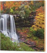 Autumn At Dry Falls - Highlands Nc Waterfalls Wood Print