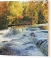 Autumn At The Rapids Wood Print