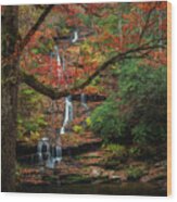 Autumn At Tom Branch Falls Wood Print