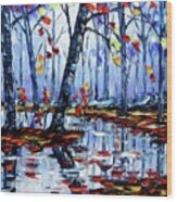 Autumn By The River Wood Print