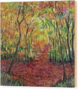 Autumn Forest Sunlight Wood Print